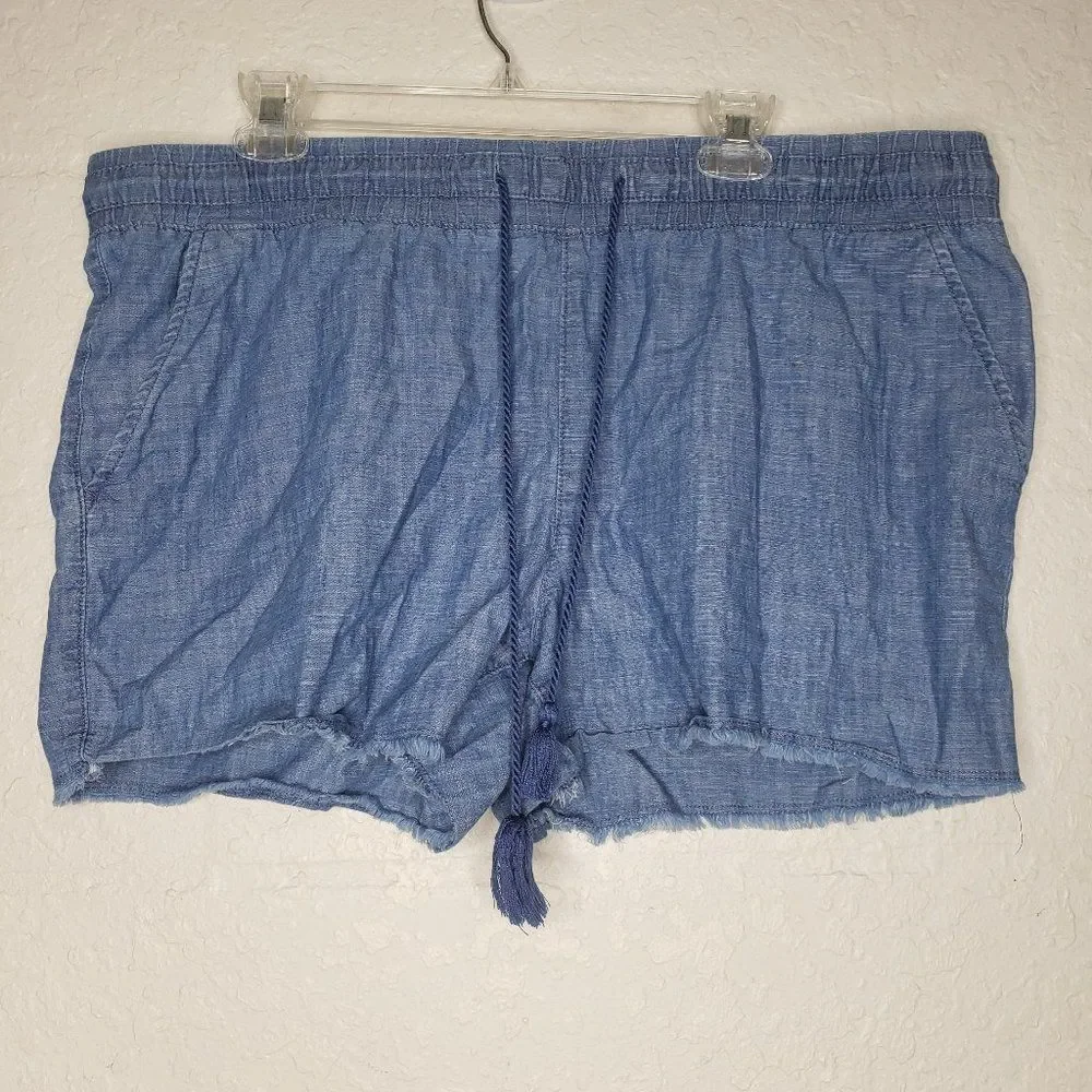 Time and Tru Chambray Jean Cutoff Fringe Shorts XL - Picture 4 of 13